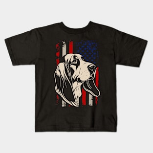 Urban Hound Harmony Basset Beauty American Flag for Dog Enthusiasts Kids T-Shirt